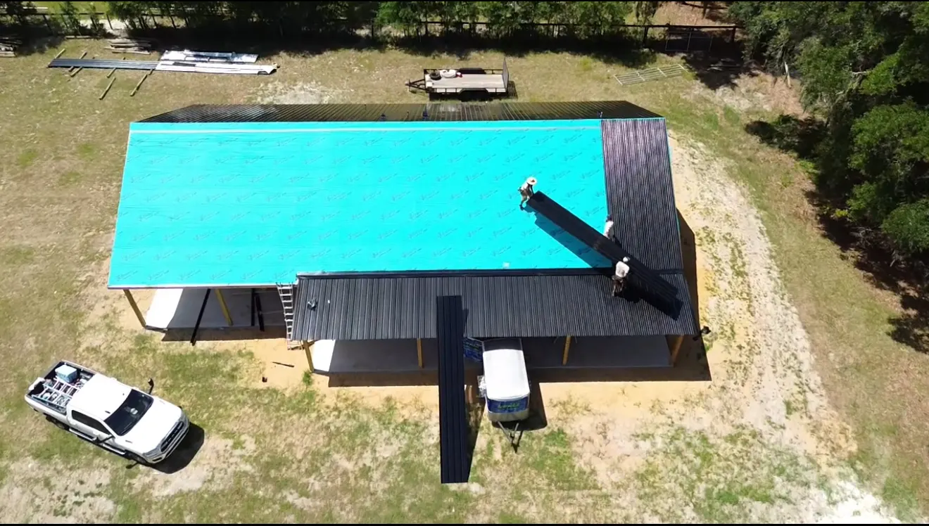 Metal roof installation in progress by Destination Roofing in Citrus County, FL