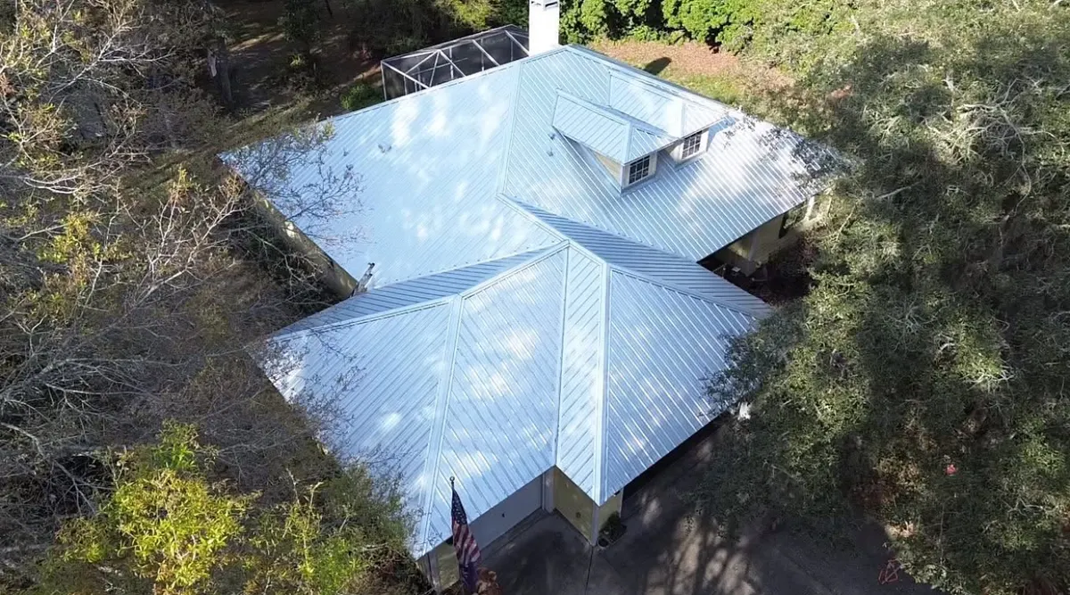 Completed Galvalume metal roof installed by Destination Roofing Inc. in Hernando, Florida